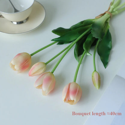 5pcs Artificial Flowers Soft Tulip  Real Touch