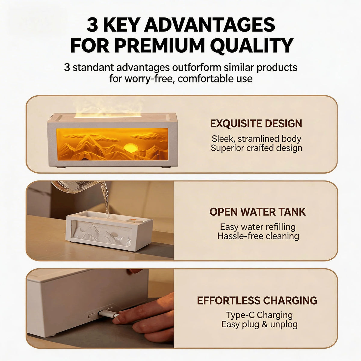2026 5 Oz New Sunrise Golden Mountain Themed Air Diffuser Humidifier, Aromatherapy Essential Oil Diffuser, with Timer,