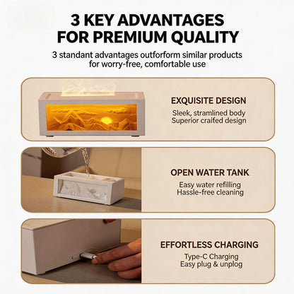 2026 5 Oz New Sunrise Golden Mountain Themed Air Diffuser Humidifier, Aromatherapy Essential Oil Diffuser, with Timer,