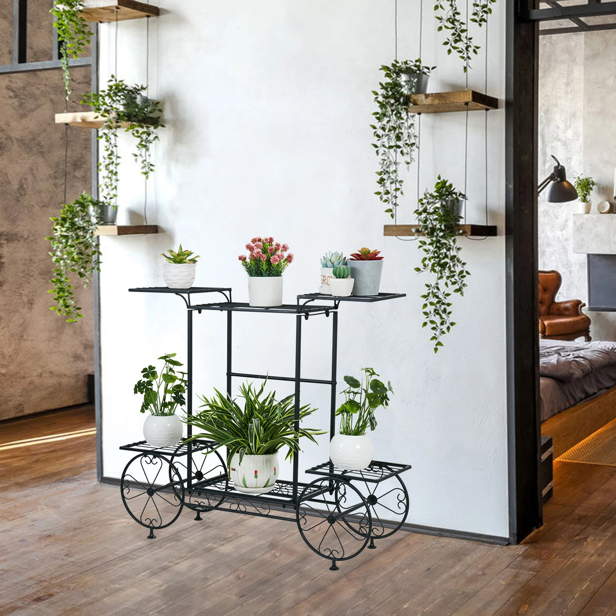 Metal Garden Cart Stand Flower Pot Holder....