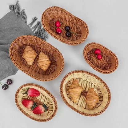 Set Of 3 Stackable Handwoven Rattan Wicker Baskets - Brown...
