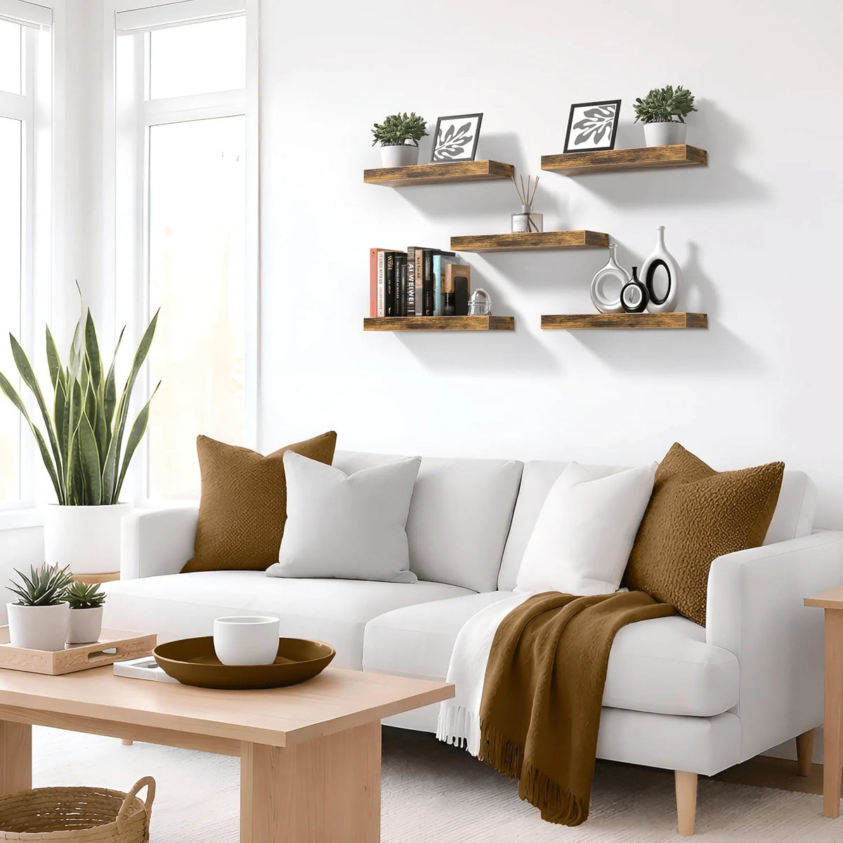 Floating Wooden Shelving Units With Hidden Brackets; Set Of 3....