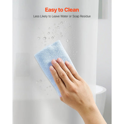 8G Heavy-Duty Shower Liner, 2-Pack Waterproof Plastic Liners with 3 Magnets and 12 Rust-Resistant Metal Grommet, 72 x 72 in (White Frost)