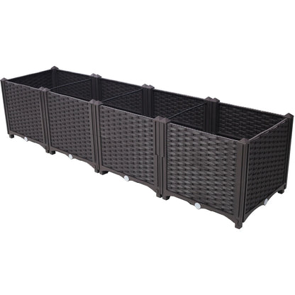 Deep Raised Garden Bed Plastic Planter Box, 15.7" L X 15.7" D X 14.7" H