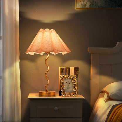 Gold, Scalloped Pleated Desk Lamps