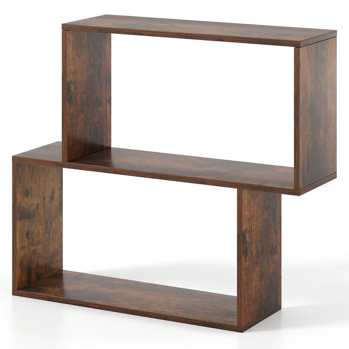 3-Tier Geometric Wooden Bookshelf, Freestanding