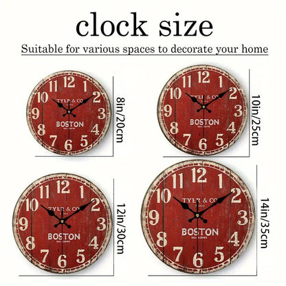 10 Inch Vintage Wooden Wall Clock,  AA Batteries Needed...