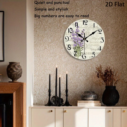 Vintage !2 Inch Wooden 2 D Print Wall Clock,  AA Batteries Not Included