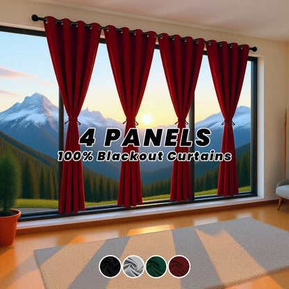 4 Panels 100% Blackout Curtains, Thermal Noise Reduce Privacy Drapes, 4 Colors, Many Sizes.....