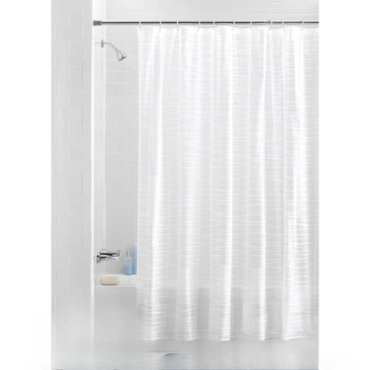 Waterproof Striped PEVA Lightweight Shower Curtain and 12 Hooks, Frosted