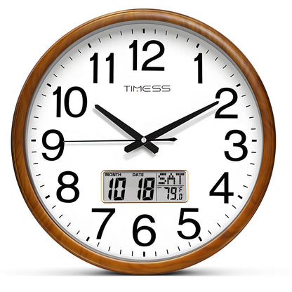 13-inch Wood Grain Wall Clock, Perpetual Calendar, 8 Colors, AA Battery Needed.....