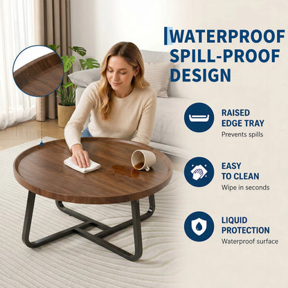 19.7in Minimalist small Round Side Table, With Metal Frame
