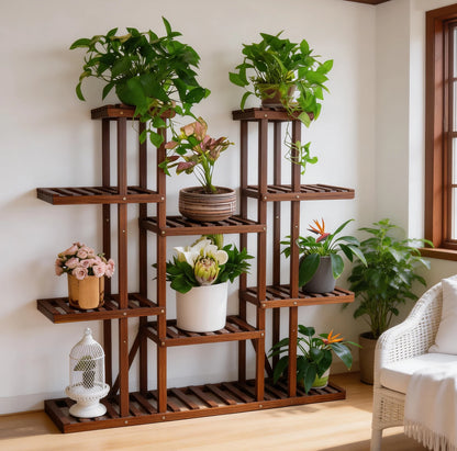 Wooden Multi-Tiered Plant Stand for Outdoor Indoor