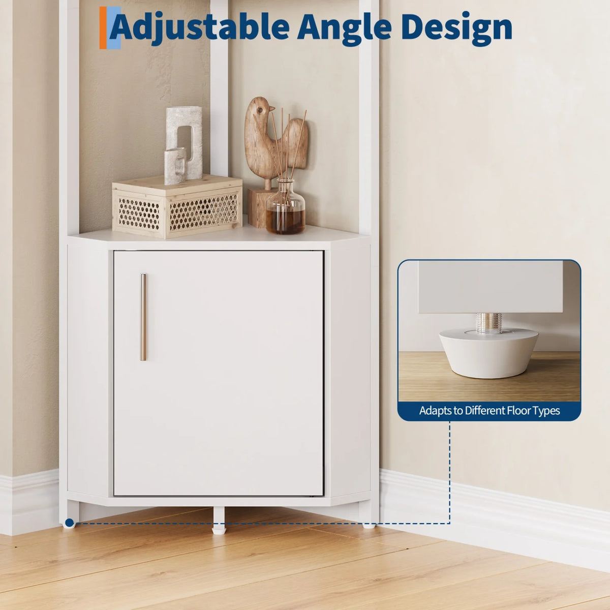 5-Tier Wooden Corner Shelf Stand, 58.27'' with Metal Frame...