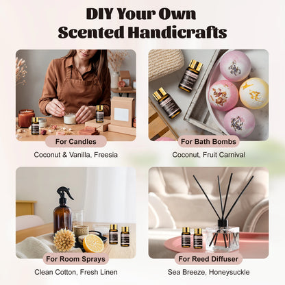 Fragrance Oils Kit 20pc. set Coconut & Vanilla, White Musk, Watermelon, Strawberry, Oil for Humidifier Diffuser...