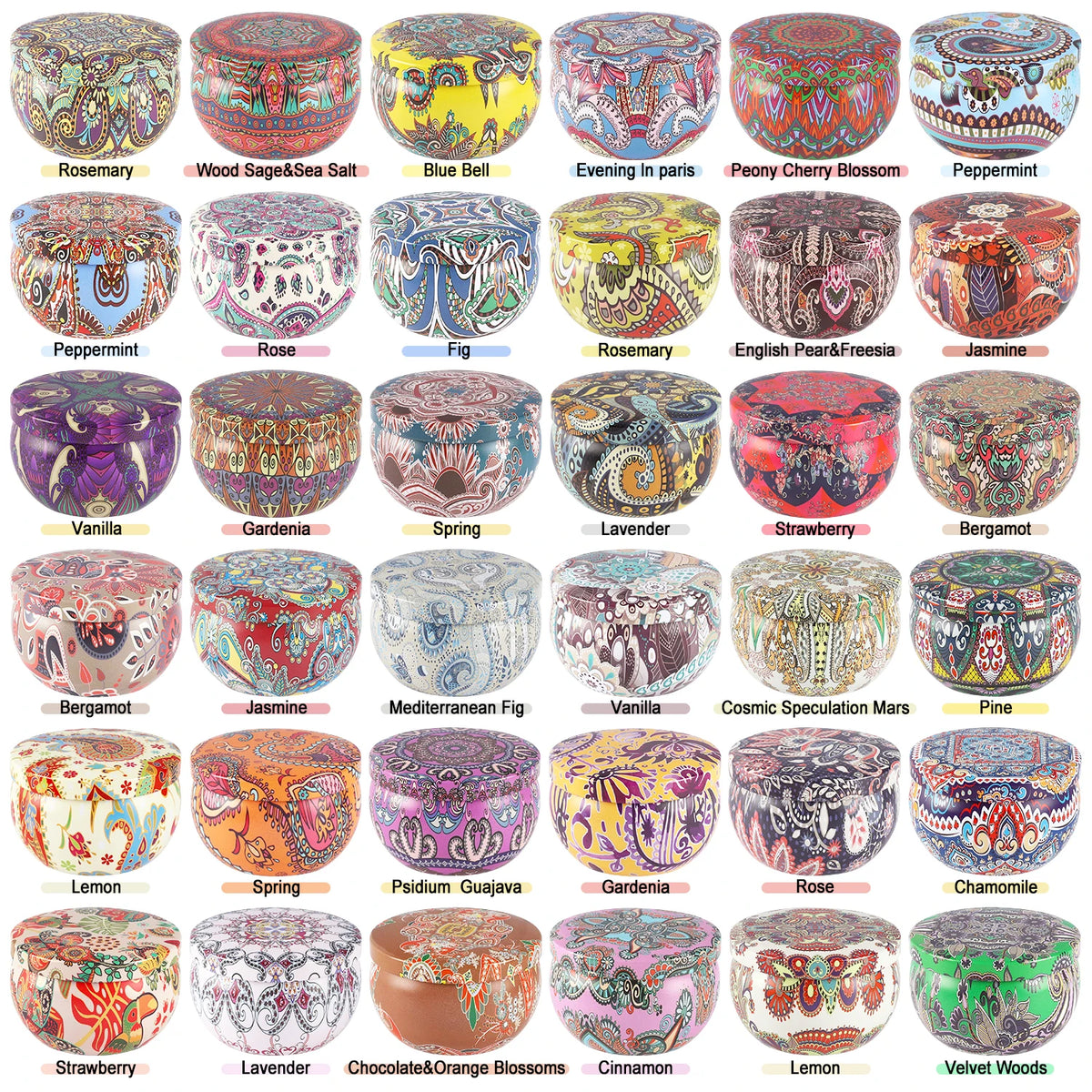 36 Scented candles, soy wax for various fragrances, 2.5 Oz
