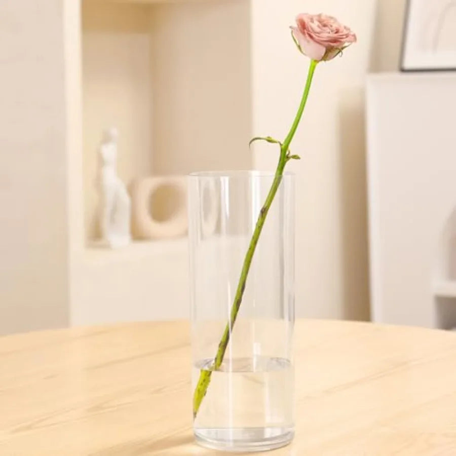 Flower Vase Acrylic Cylinder, 7.86" Tall Clear Vase