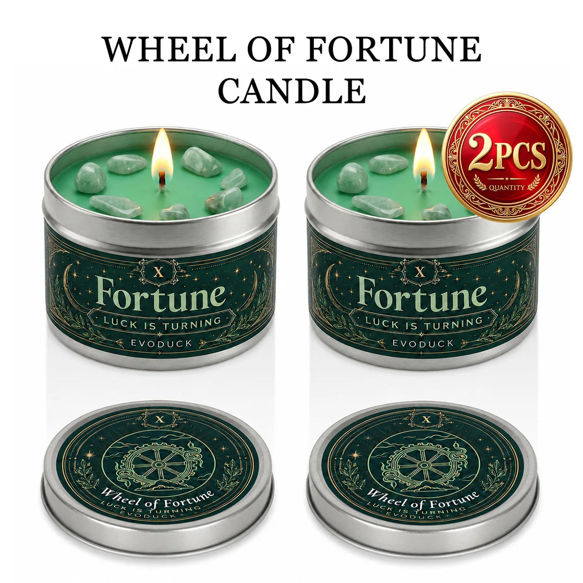 3/2/1 Sets Fortune Tarot Candle with Green Crystal Stones, Green Wax Scented, for Meditation, 3 Oz.