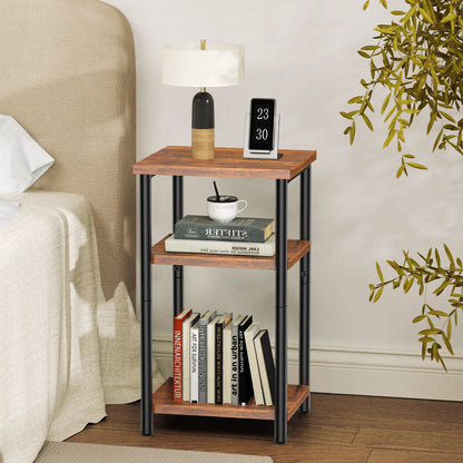 3 Tier End Table Set Of 2, Nightstand with Adjustable Feet For Tea Dining Tables