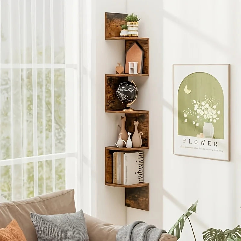 Rustic Wood Corner Floating Shelves Wall Mounted