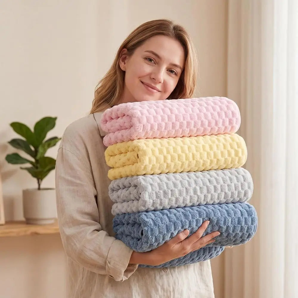4 Pcs. Extra Large, 55In.x27In. Quick Dry Microfiber Bath Towels Set - Ideal for Bathroom....