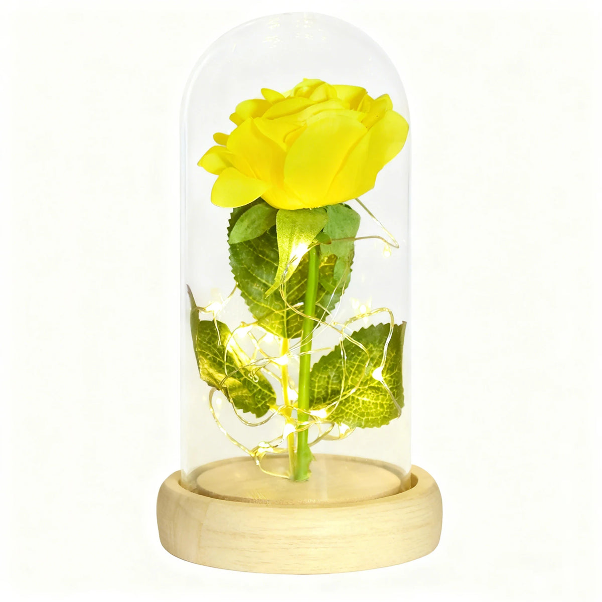 Eternal Rose In Glass Dome Artificial Forever Flower LED Light