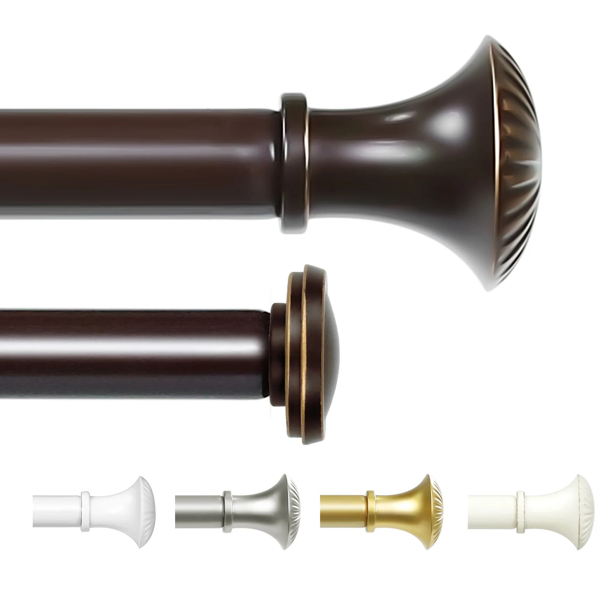 1 Set 5/8 Inch Diameter Heavy-Duty Curtain Rod, Telescoping, 5 Colors, 3 Sizes......