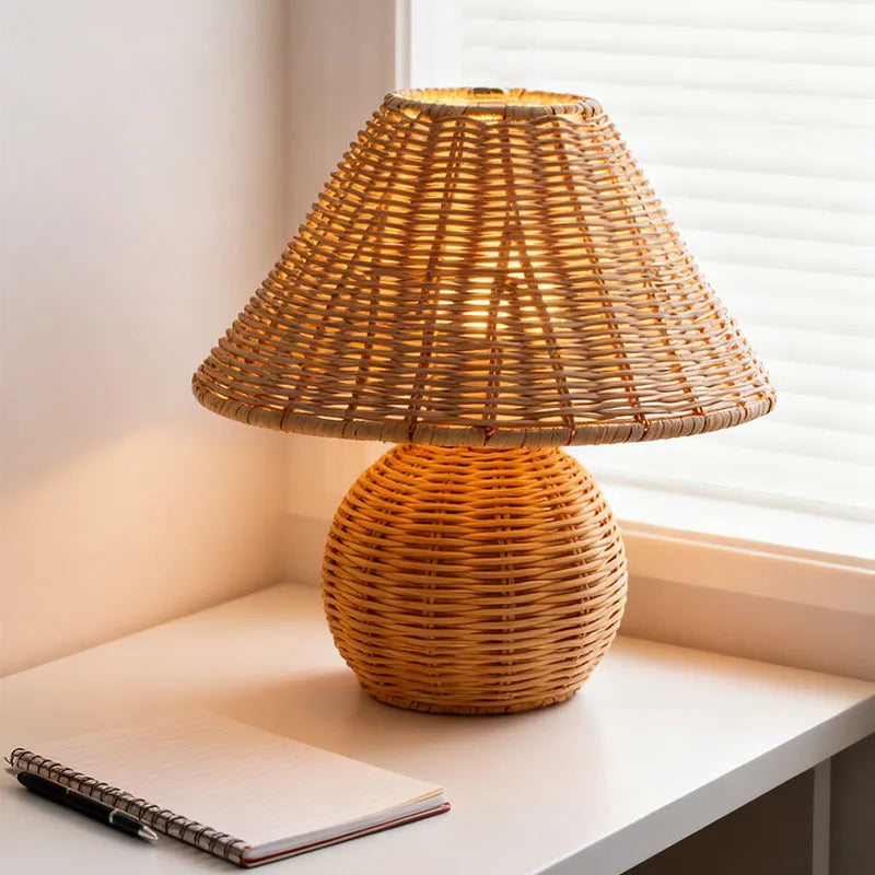 Bamboo Woven Table Lamps USB Plug
