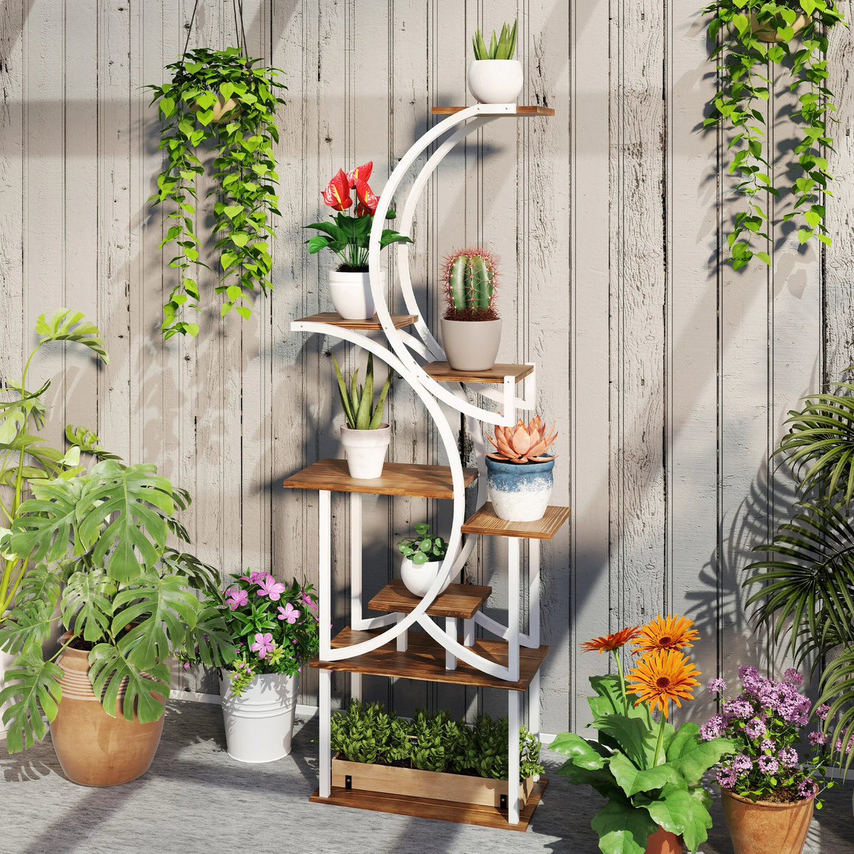 8 Tier Plant Stand Indoor, 62" Tall Plant Shelf,