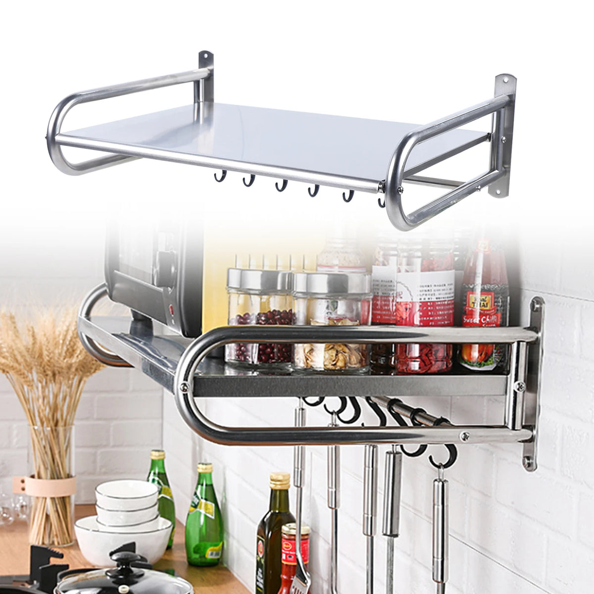 Stainless Steel Microwave Oven Shelf Wall-Mounted