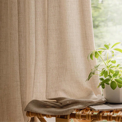 2 Panels Natural beige Sheer Curtain, Grommet Top  For Living Room ,Translucent(52x84inch,52x96inch)