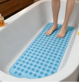 Extra Long Non Slip Bathtub Shower Mat 40 X 16 Inch, Drain Holes, Machine Washable, in 4 Colors.....