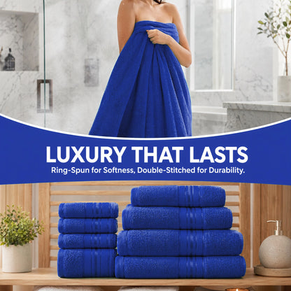 6-Piece, 9 Colors Towel Set,  100% Cotton Turkish Bath Towels, 55x27 In. Hand Towels And Washcloths for Bathroom.....