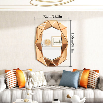 Irregular Decorative Wall Mirror 28x39 Inches with Beveled Diamond Edge