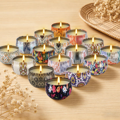 16 pieces of iron can scented candles, 2 " High, !  1/2 " Wide, suitable for various occasions,