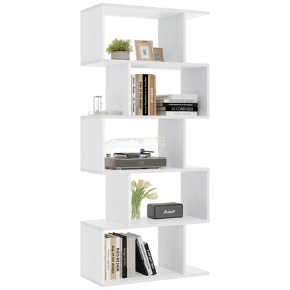 62IN Wooden Bookshelf 5 Tier Standing Shelf, Stable Frame....
