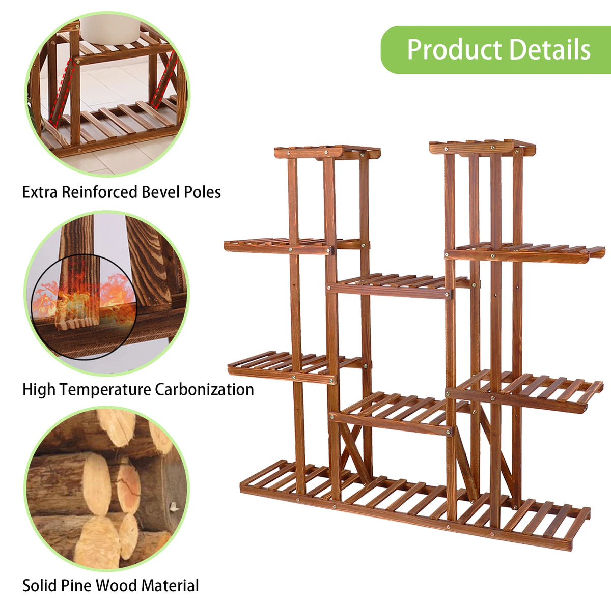 Wooden Plant Shelf Flower Pot Stand Indoor Outdoor, Plant Stand