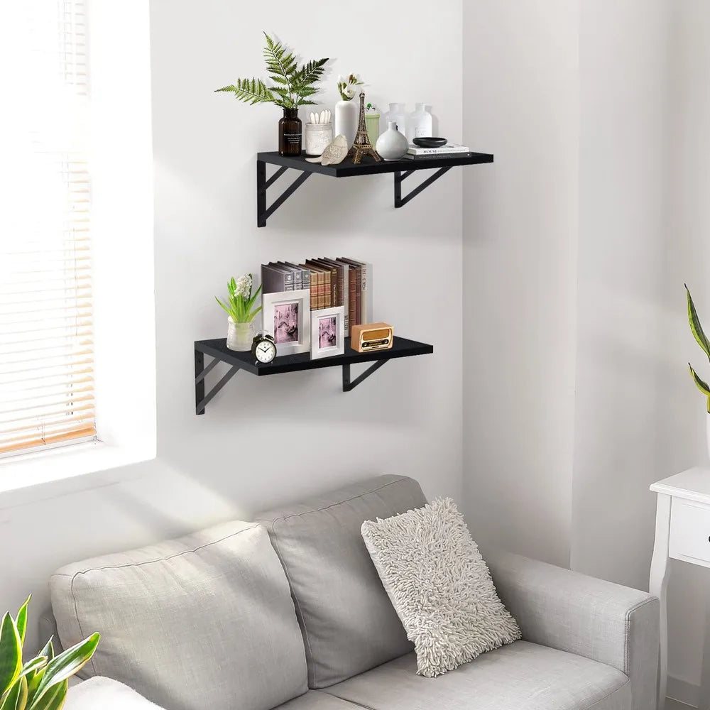 Set of 2 Deep Floating Shelves, 15.7"W × 11.8"D