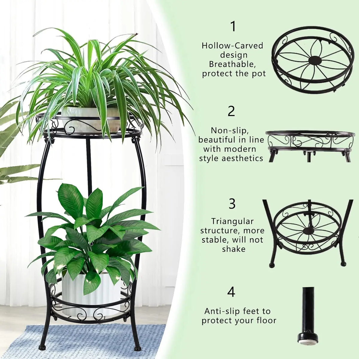 Metal Plant Stand Indoor Outdoor, 2 Tier 25" Tall, Heavy Duty Rustproof....