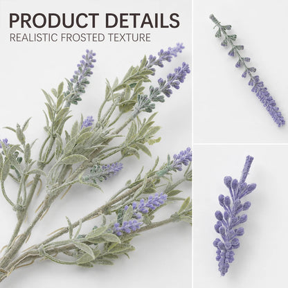 6 Bundles Artificial Lavender Flowers UV-Resistant
