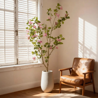 5FT Artificial Bougainvillea Flowering Tree with Black Plastic Pot, Realistic...
