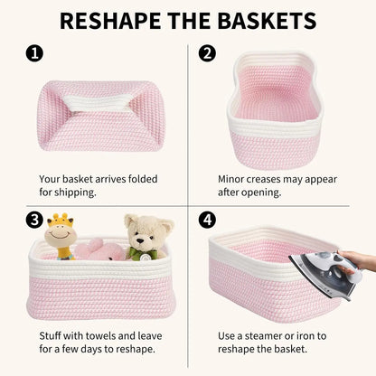 Set Of 3 Soft Cotton Rope Woven Storage Baskets ....
