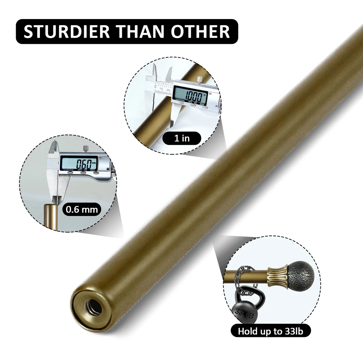 Heavy Duty Adjustable Curtain Rod Set, 1" Diameter Single Window Drapery Rod , 28 to 120 Inches, 2 Colors.....