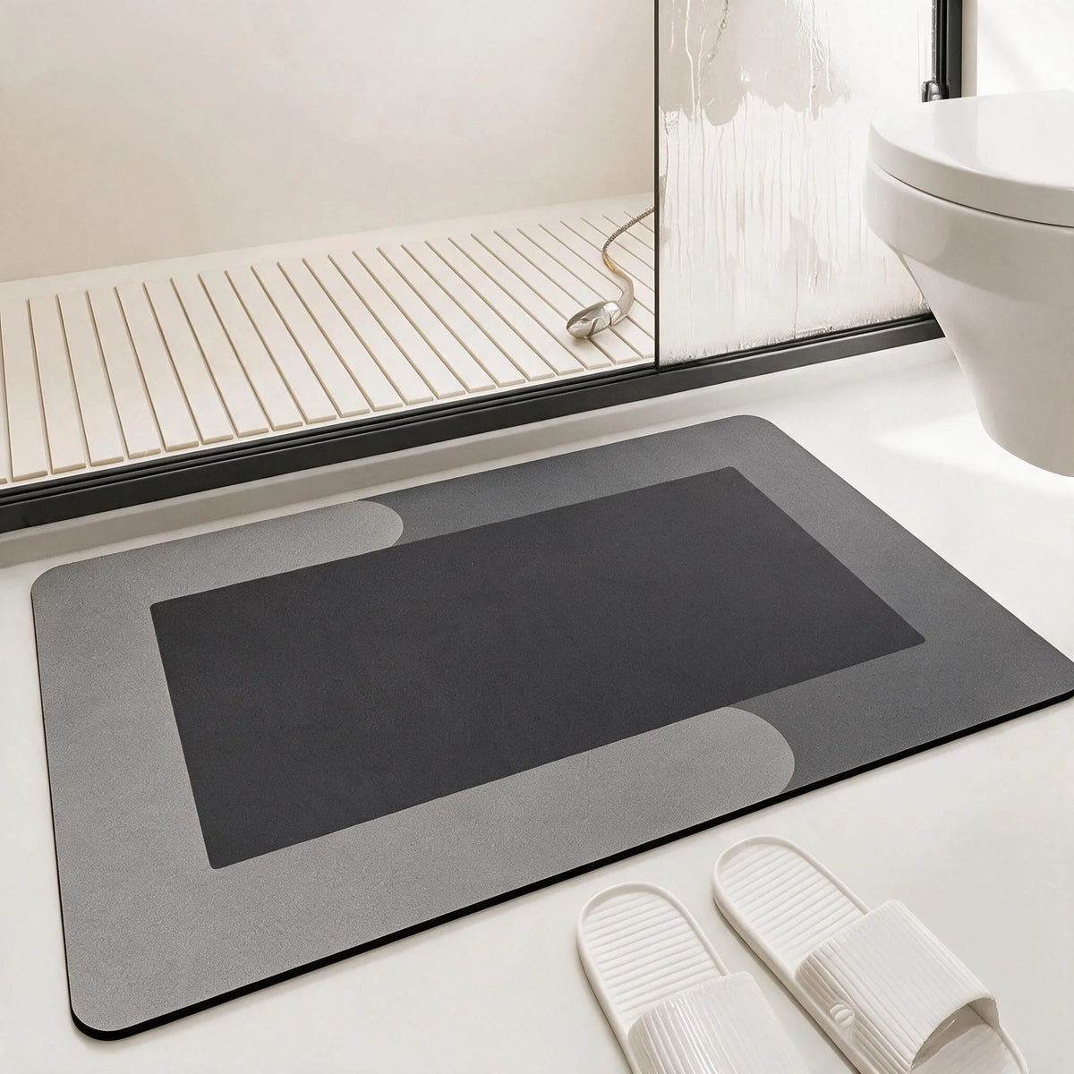 Square Diatomaceous Earth Bath Mat, Non Slip Absorbent Thick....
