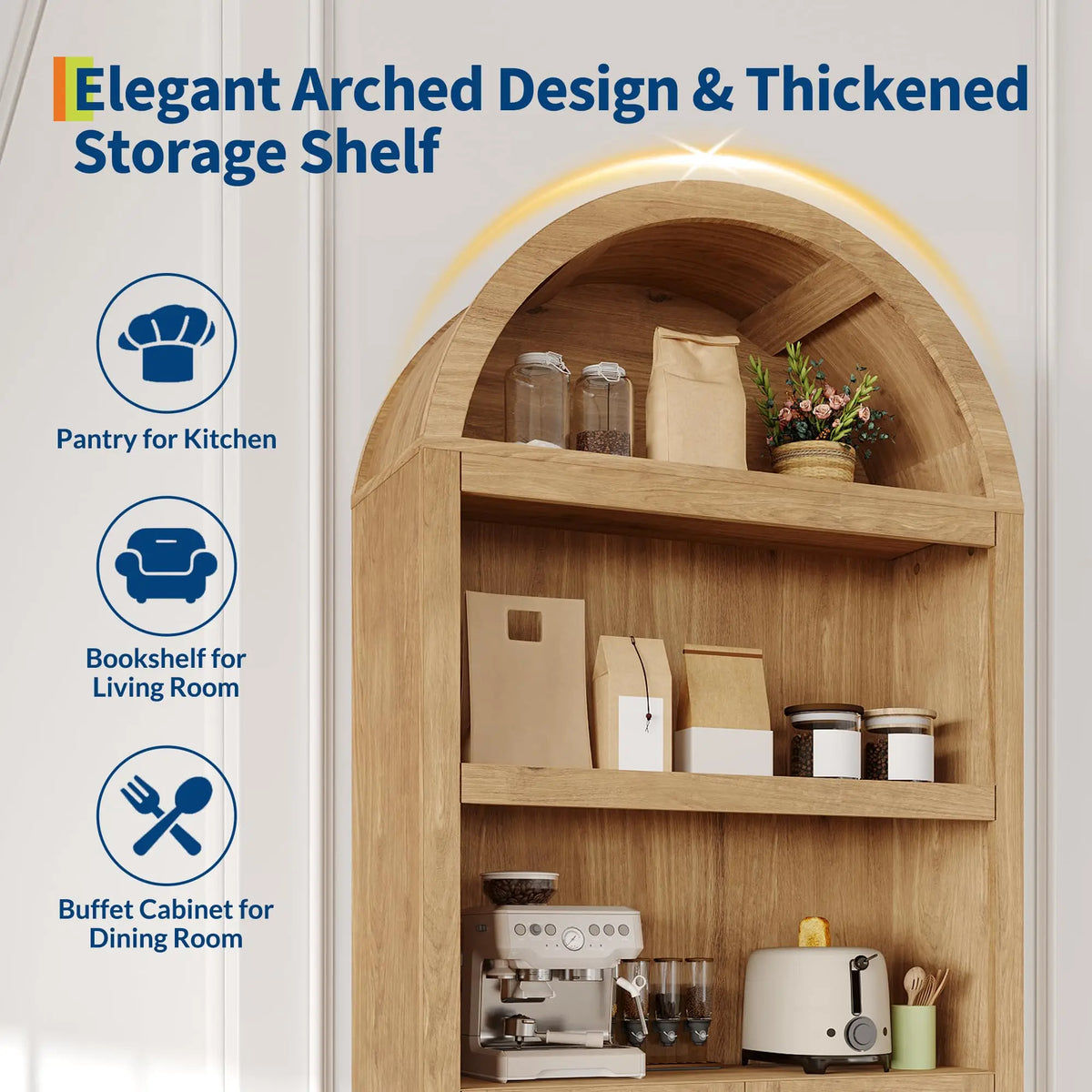 Bookcase with Doors, 71 Inch Tall , Wooden Bookshelf