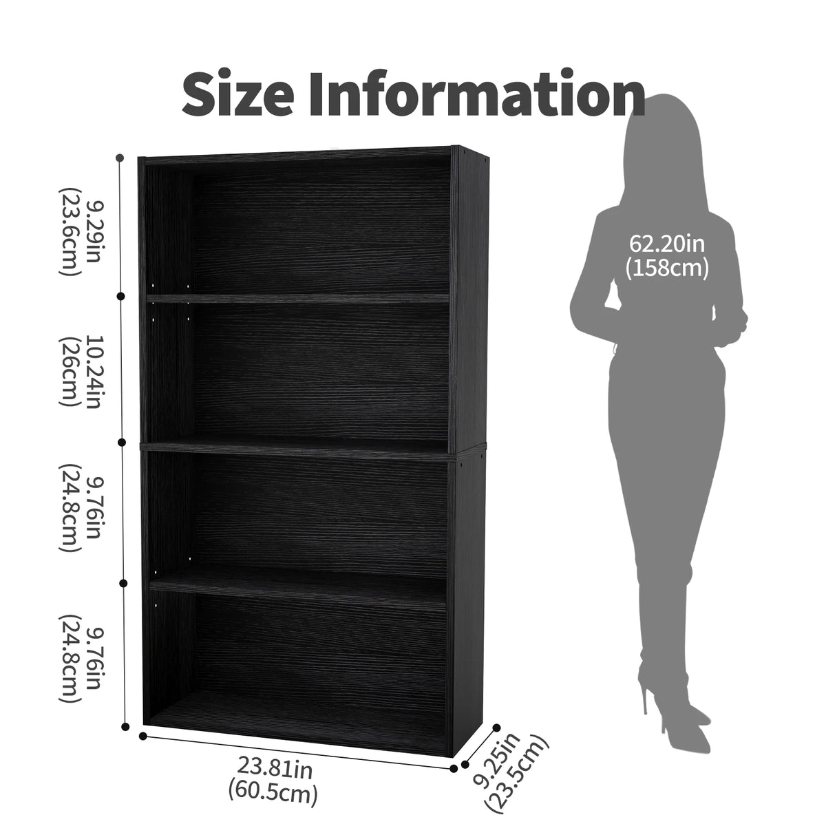 3-4 Tier Wooden Shelf Bookcase Tall Floor Standing