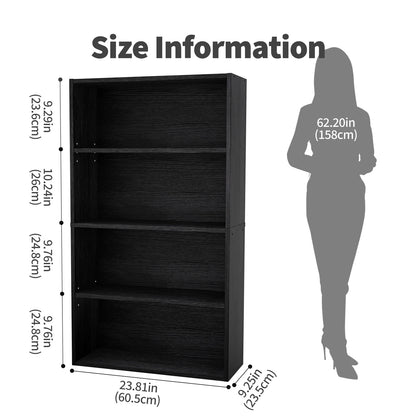 3-4 Tier Wooden Shelf Bookcase Tall Floor Standing