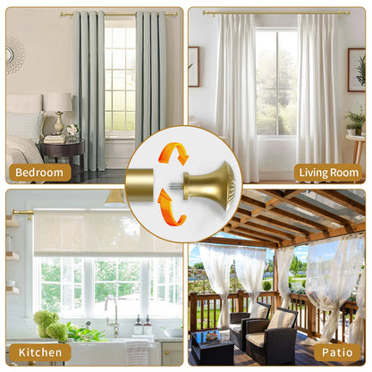 1 Set 5/8 Inch Diameter Heavy-Duty Curtain Rod, Telescoping, 5 Colors, 3 Sizes......