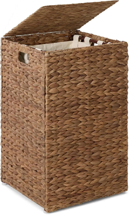 Small Laundry Hamper with Lid, Natural Handwoven, W/Removeable & Washable Liner Bag, P, 18 Gallon, 2 Colors....