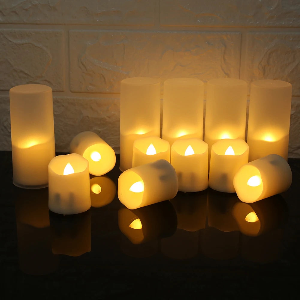 12 Rechargeable Led Candles Timer Remote LED Light Flameless.....